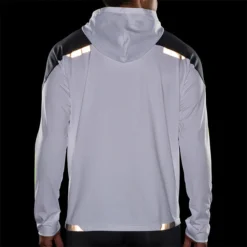 Brooks Men's Run Visible Thermal Hoodie - White/Asphalt/Nightlife (211411134) -Saucony || BROOKS || Hoka Shop 211411 134 D4 Run Visible Thermal Hoodie