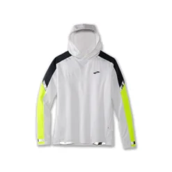 Brooks Men's Run Visible Thermal Hoodie - White/Asphalt/Nightlife (211411134) -Saucony || BROOKS || Hoka Shop 211411 134 LF Run Visible Thermal Hoodie